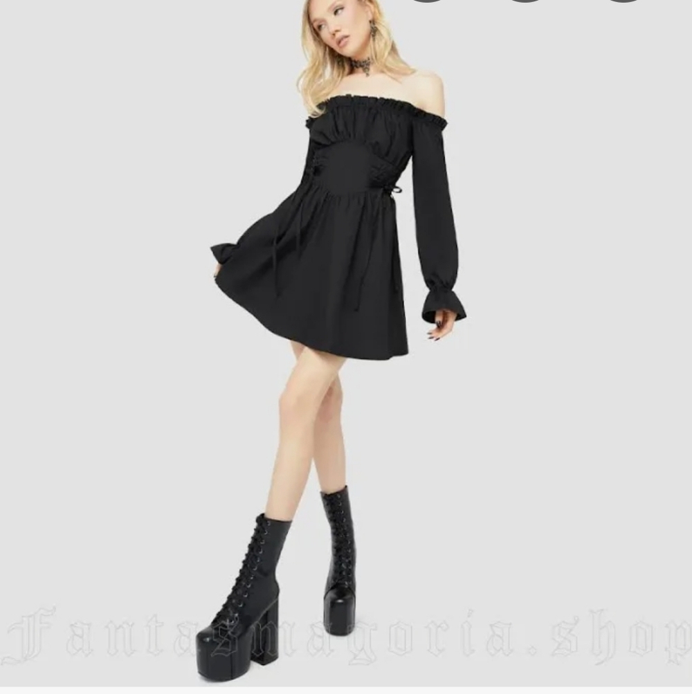 Killstar Black Off-Shoulder Mini Dress